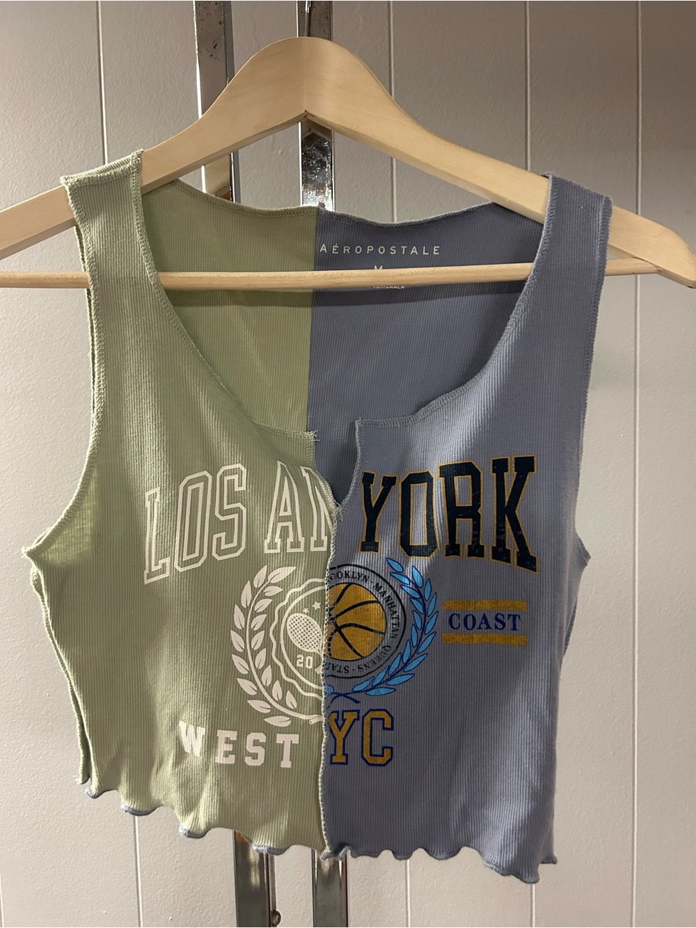 Aeropostale Two-Tone Green & Blue Cropped Tank Top Medium